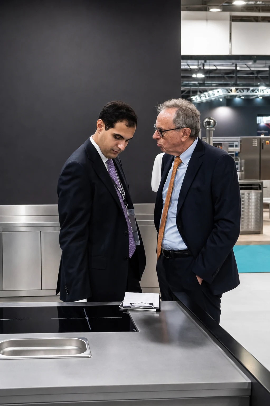 Giovanni e Leonardo Chiavegato durante un incontro professionale nel settore delle attrezzature