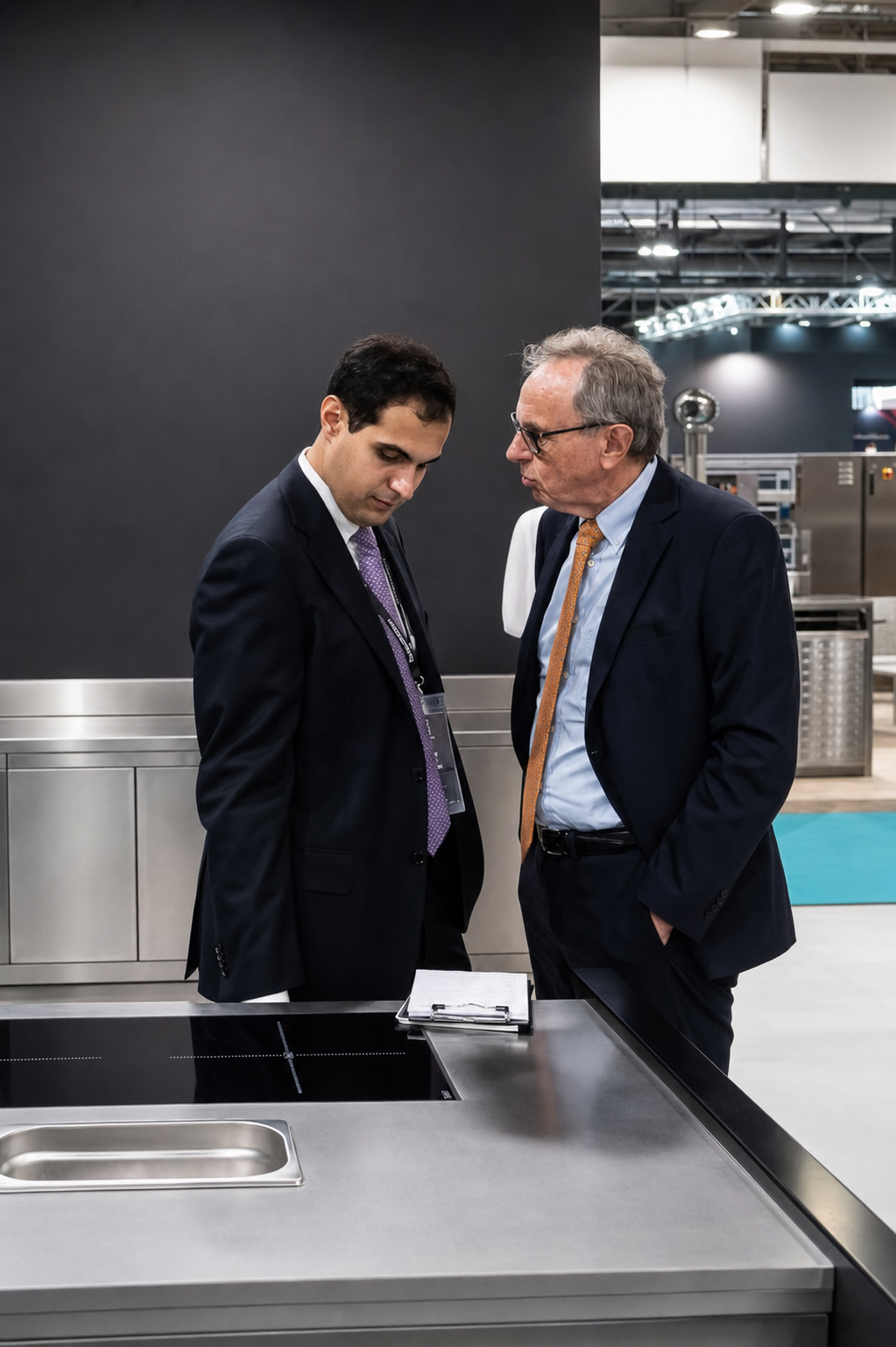 Giovanni e Leonardo Chiavegato durante un incontro professionale nel settore delle attrezzature